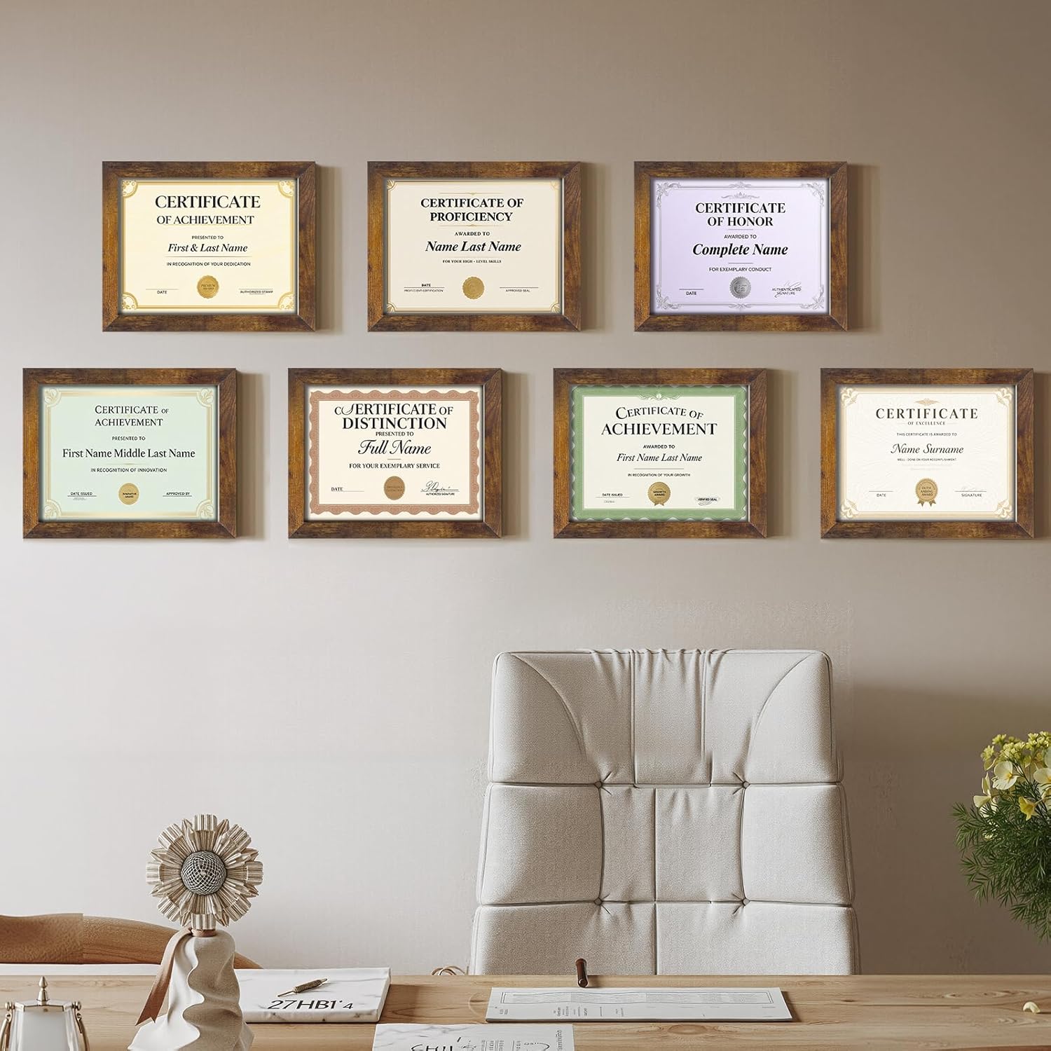 Certifications wall at Smile Solutions